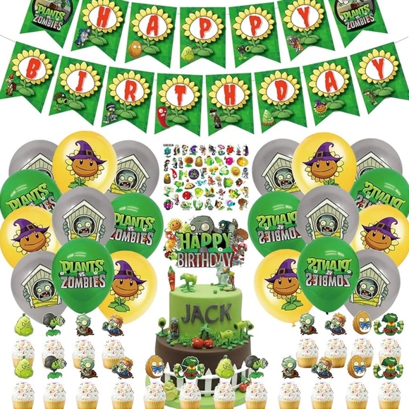 100 Pcs Plants Vs Zombies Birthday Party Supplies lot- New - Picture 1 of 5